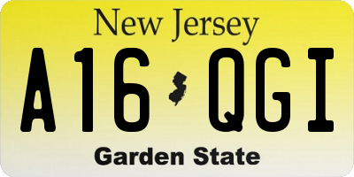 NJ license plate A16QGI