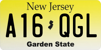 NJ license plate A16QGL