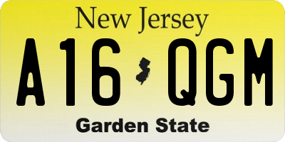 NJ license plate A16QGM