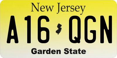 NJ license plate A16QGN