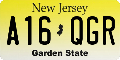NJ license plate A16QGR