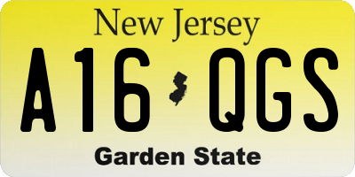 NJ license plate A16QGS