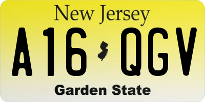 NJ license plate A16QGV