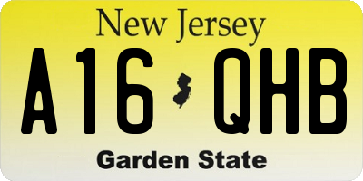 NJ license plate A16QHB