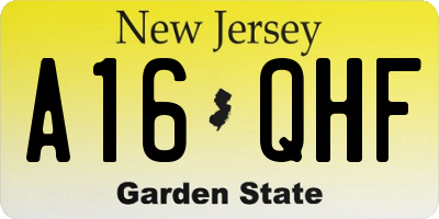 NJ license plate A16QHF