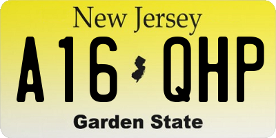 NJ license plate A16QHP