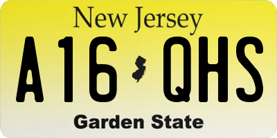 NJ license plate A16QHS