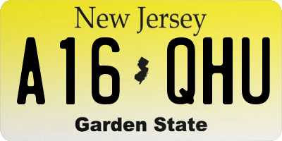 NJ license plate A16QHU