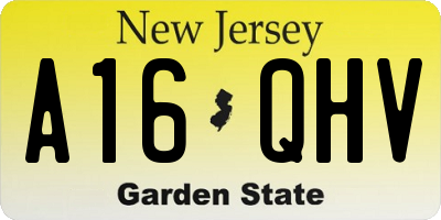 NJ license plate A16QHV