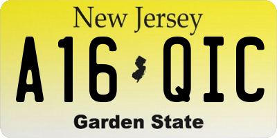 NJ license plate A16QIC