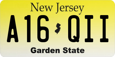 NJ license plate A16QII