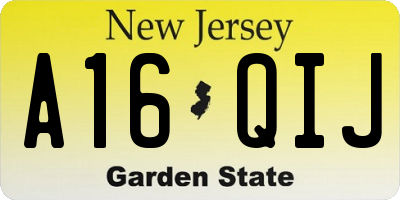 NJ license plate A16QIJ