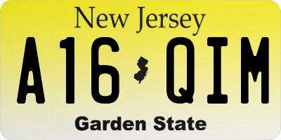 NJ license plate A16QIM