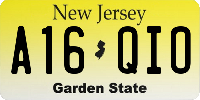 NJ license plate A16QIO