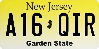 NJ license plate A16QIR