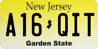 NJ license plate A16QIT