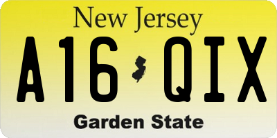 NJ license plate A16QIX