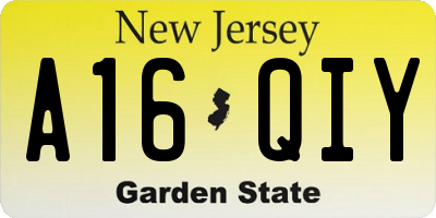 NJ license plate A16QIY