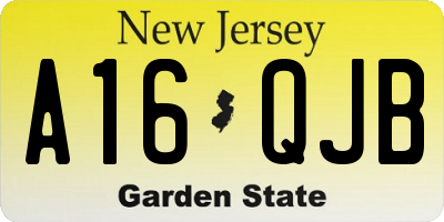 NJ license plate A16QJB