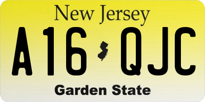 NJ license plate A16QJC