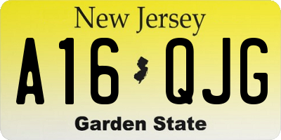 NJ license plate A16QJG