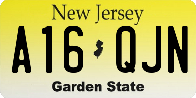 NJ license plate A16QJN
