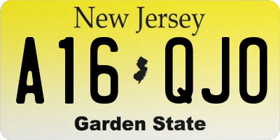 NJ license plate A16QJO