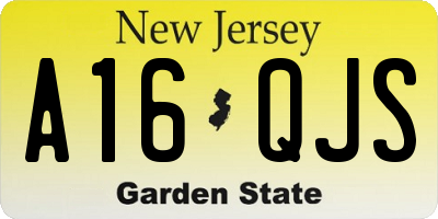 NJ license plate A16QJS