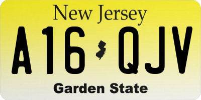 NJ license plate A16QJV