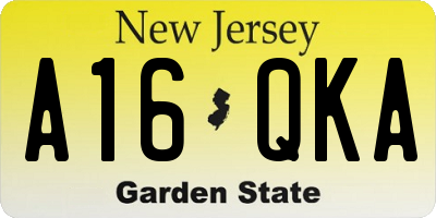 NJ license plate A16QKA