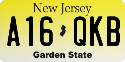 NJ license plate A16QKB