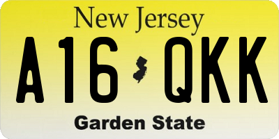 NJ license plate A16QKK