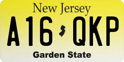 NJ license plate A16QKP