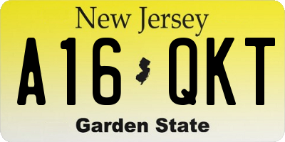 NJ license plate A16QKT
