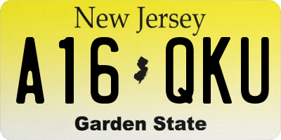 NJ license plate A16QKU