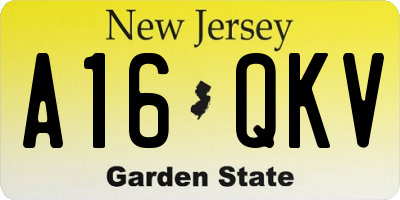 NJ license plate A16QKV