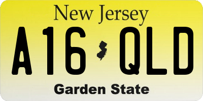 NJ license plate A16QLD
