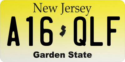 NJ license plate A16QLF