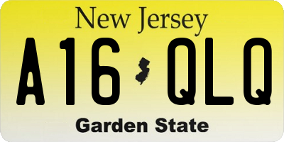 NJ license plate A16QLQ