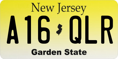 NJ license plate A16QLR