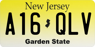NJ license plate A16QLV