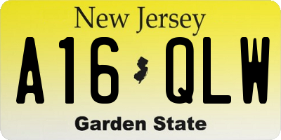 NJ license plate A16QLW