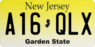 NJ license plate A16QLX