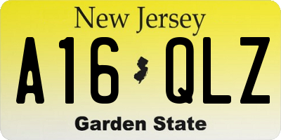 NJ license plate A16QLZ