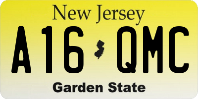 NJ license plate A16QMC