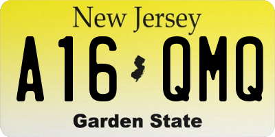 NJ license plate A16QMQ