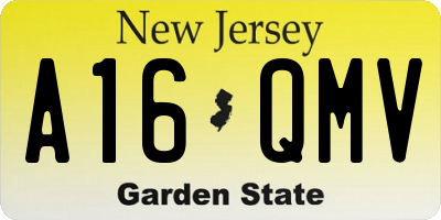 NJ license plate A16QMV