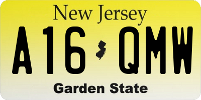NJ license plate A16QMW