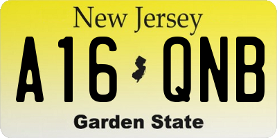 NJ license plate A16QNB