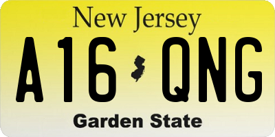 NJ license plate A16QNG